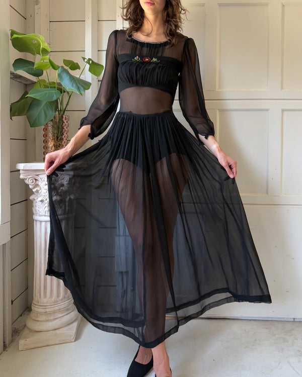 40s Beaded Silk Dress