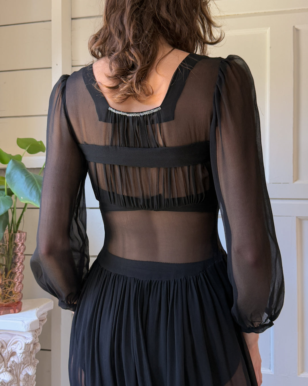 40s Beaded Silk Dress | S 40s Beaded Silk Dress | S