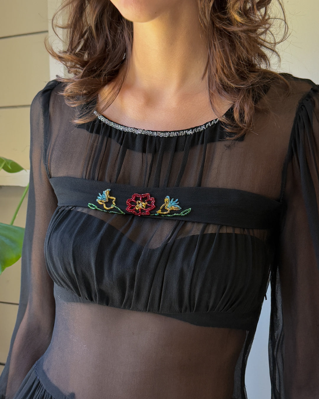 40s Beaded Silk Dress | S