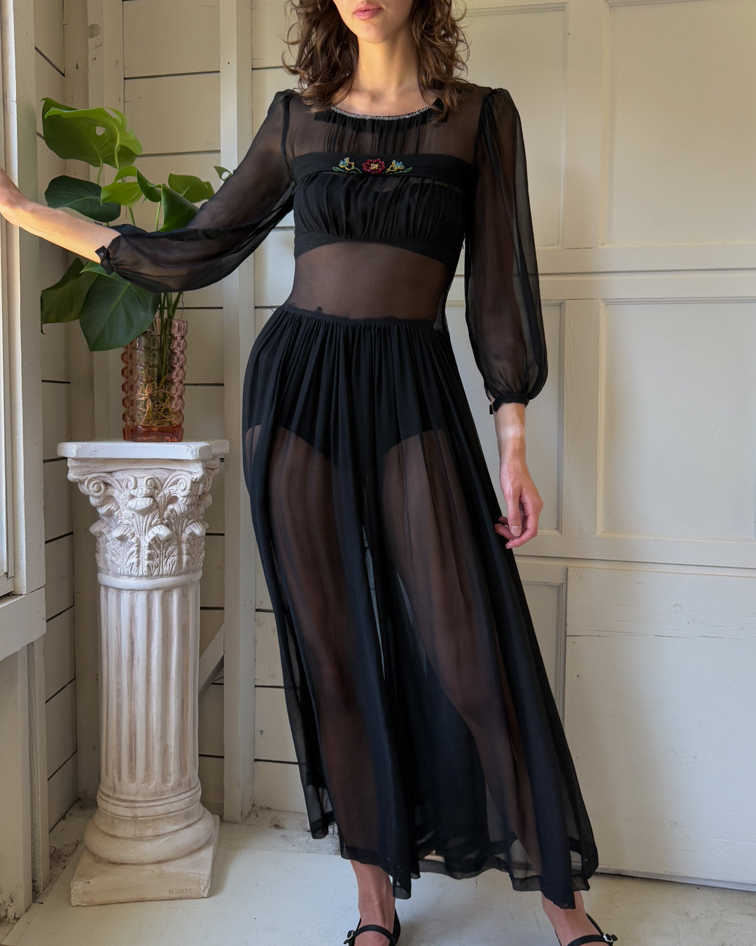 1940s silk dress 1930s/1940s Silk Chiffon Dress