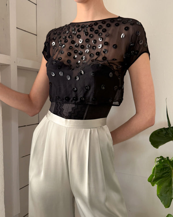 Vintage Applique Sheer Spaghetti Top main image 0