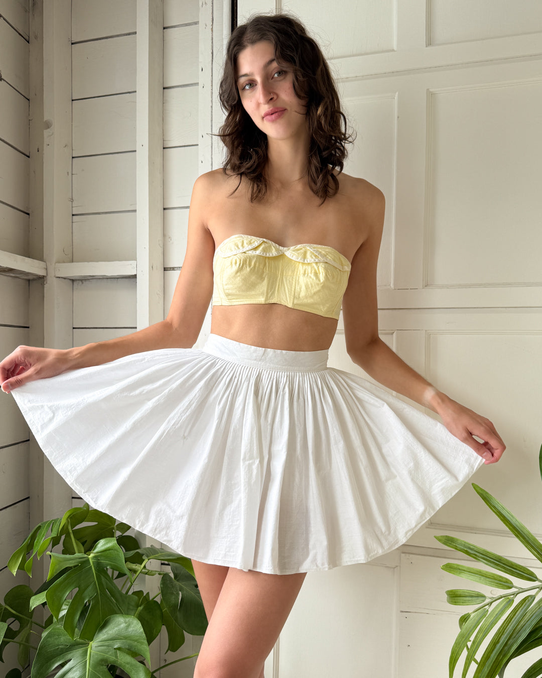 40s-50s Cotton Skirted Shorts | M