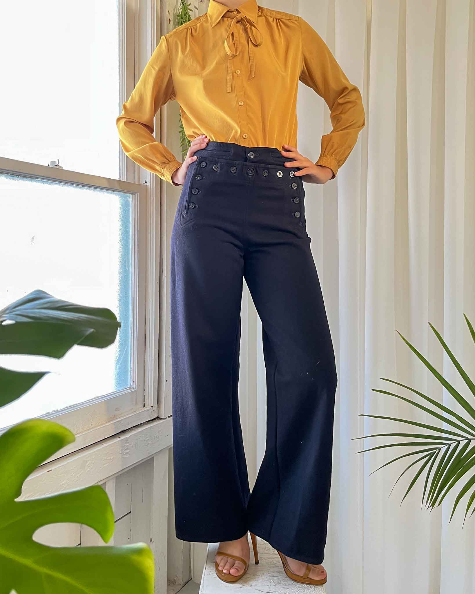 40s Wool Sailor Pants | S-M - Lucky Vintage