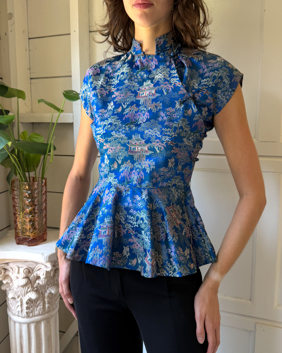 40s Brocade Peplum Top | S-M
