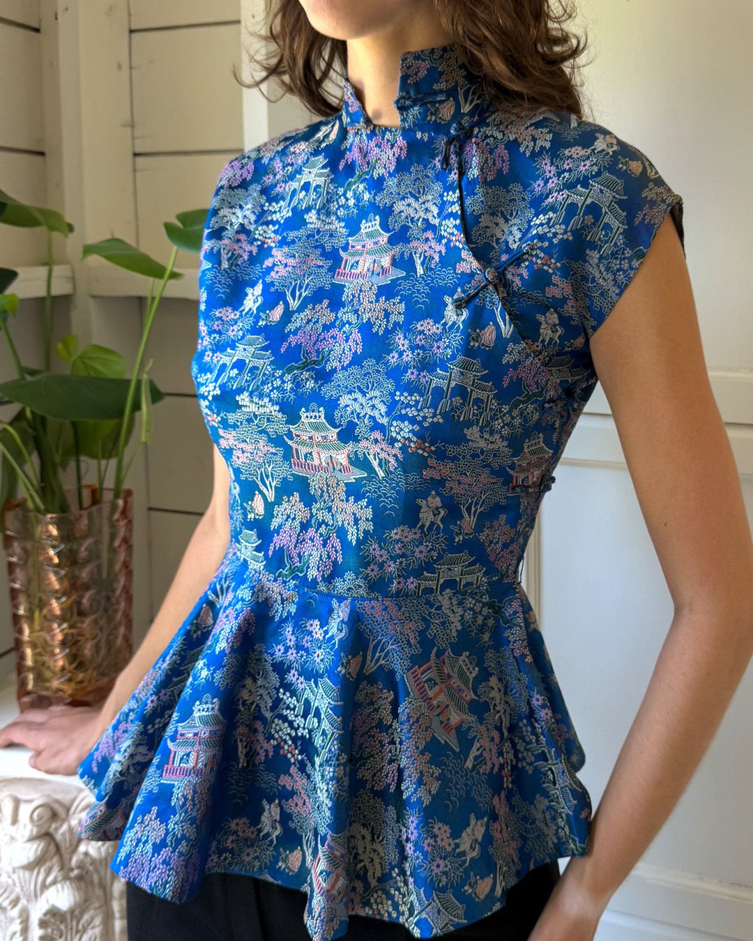 40s Brocade Peplum Top | S-M