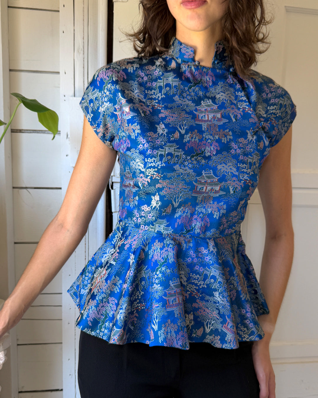 40s Brocade Peplum Top | S-M