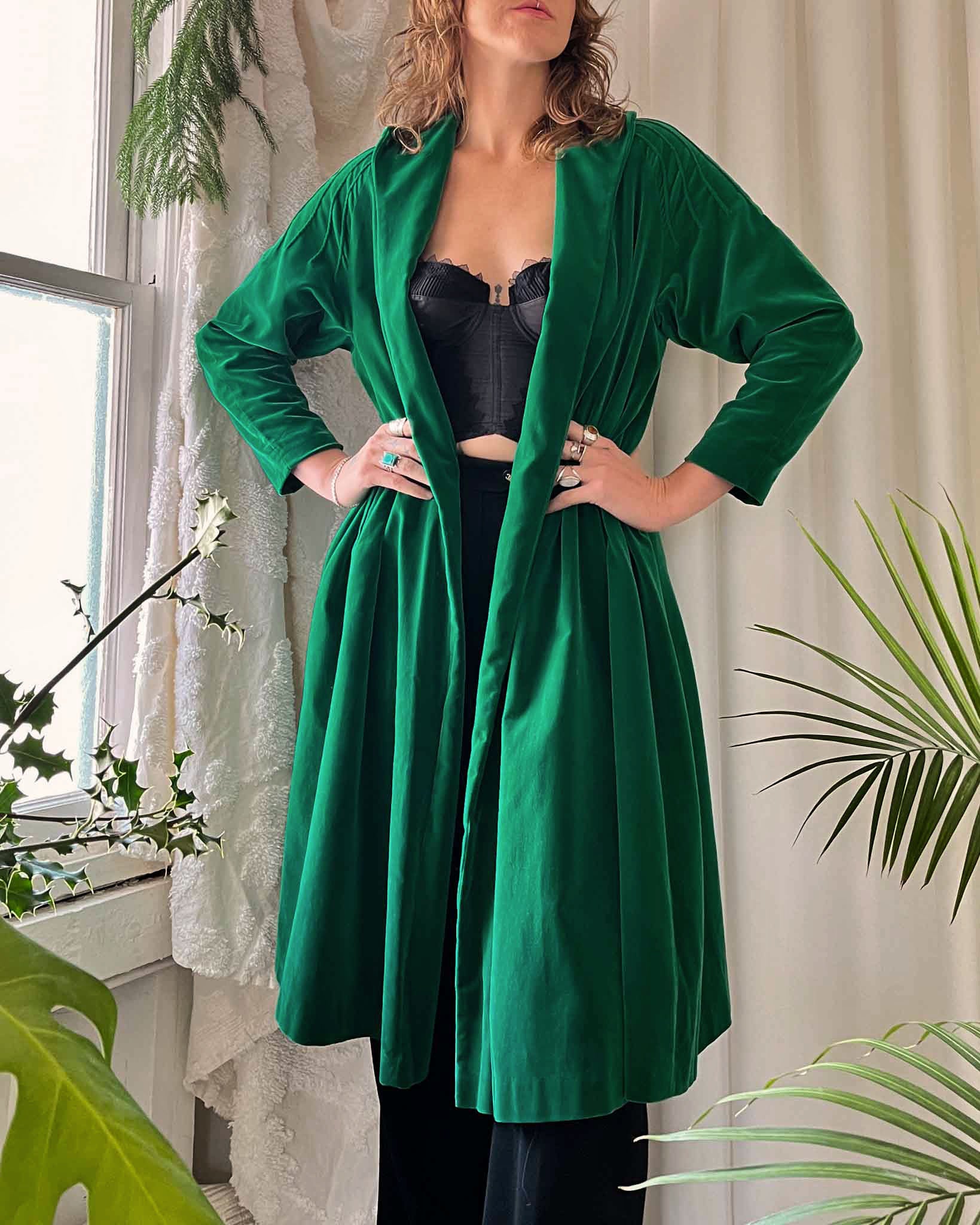 Emerald green velvet outlet coat