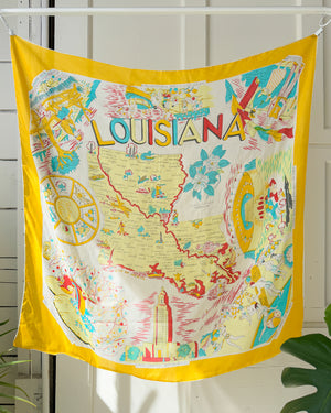 50s Louisiana Map Print Silk Scarf