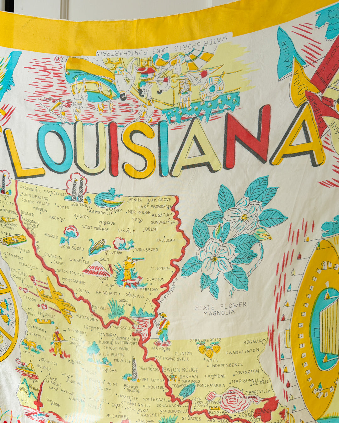 50s Louisiana Map Print Silk Scarf