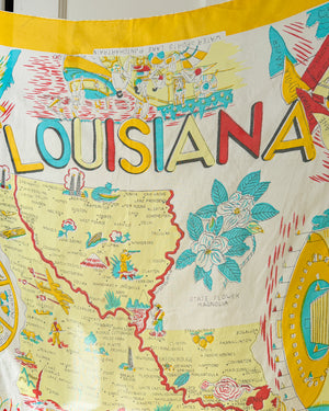 50s Louisiana Map Print Silk Scarf