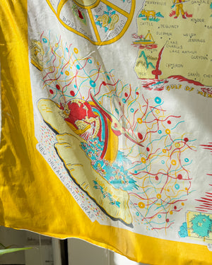 50s Louisiana Map Print Silk Scarf