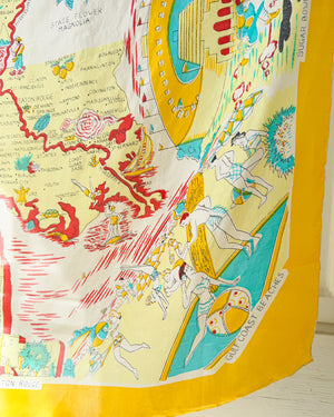 50s Louisiana Map Print Silk Scarf