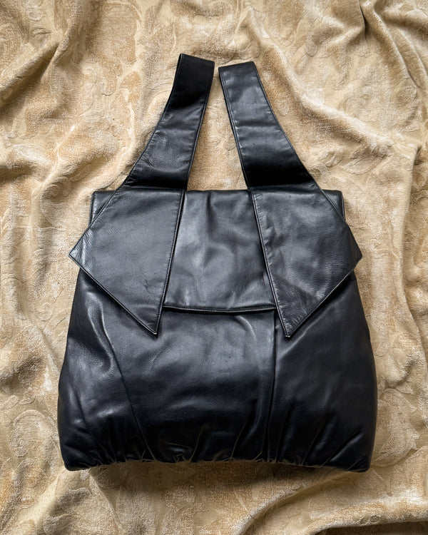 50s Saks Black Leather Purse - Lucky Vintage