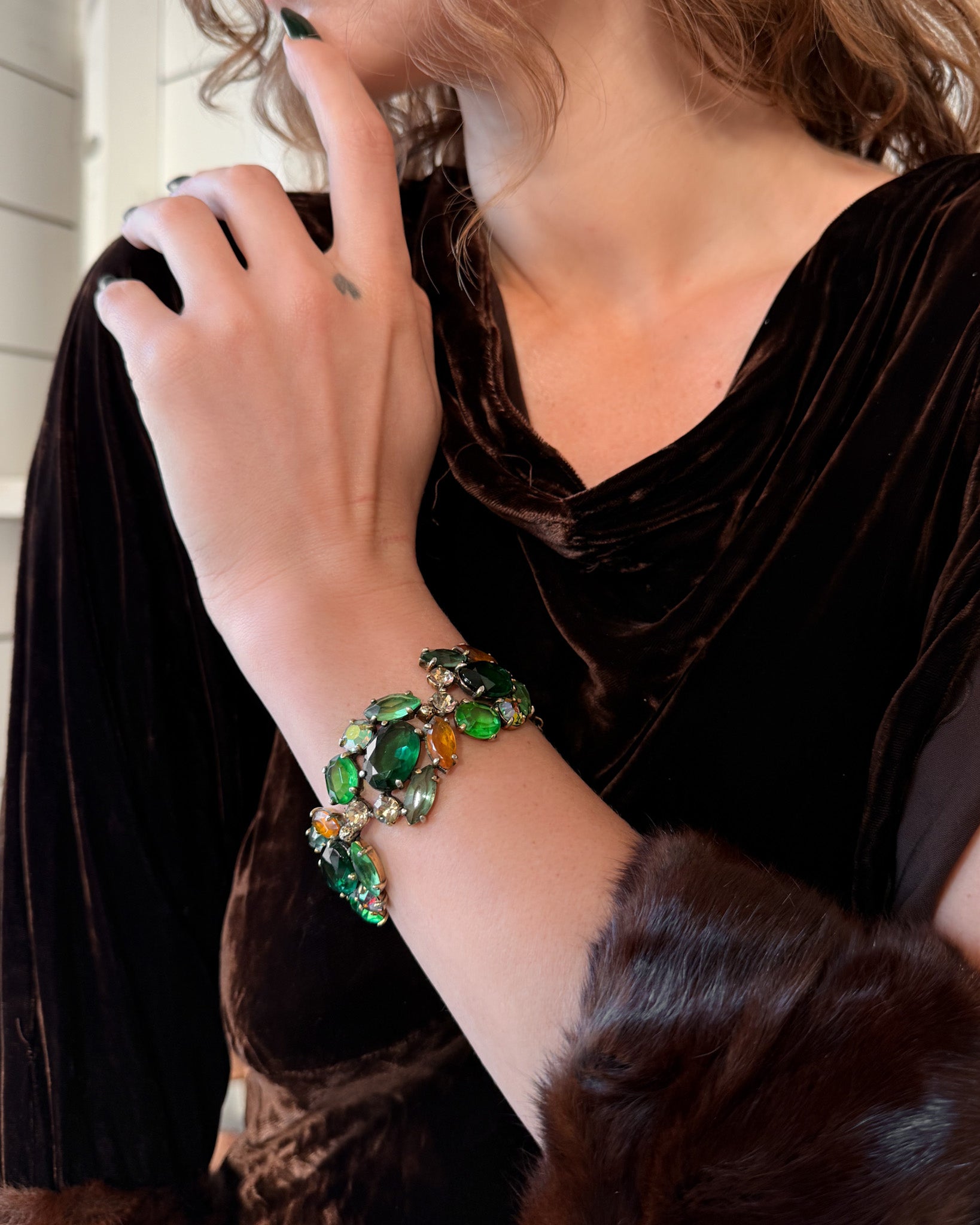 50s Schiaparelli Jeweled Bracelet - Lucky Vintage