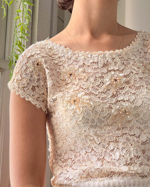 50s Lace Front Knit Top