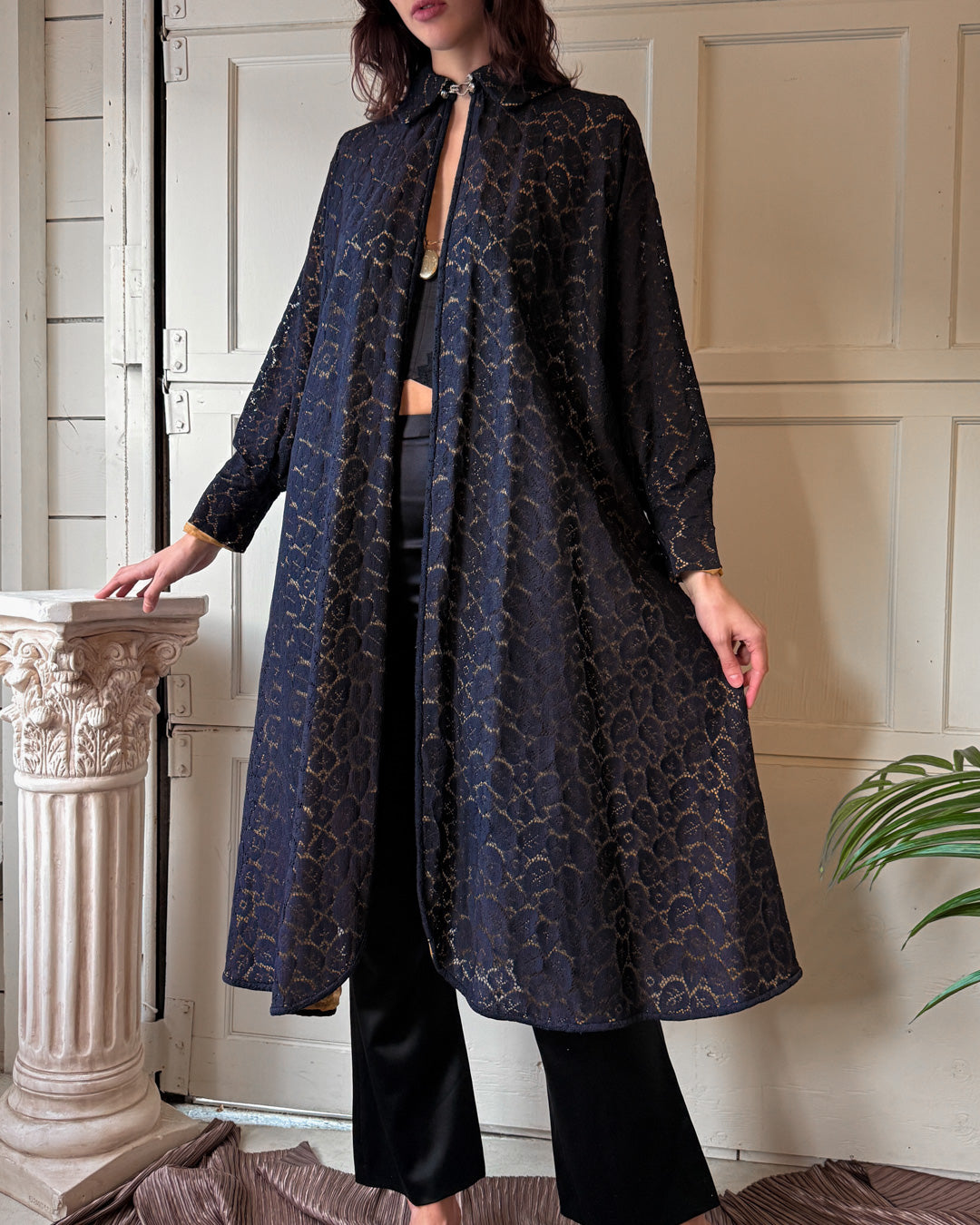 50s Black Lace Swing Jacket | S-L