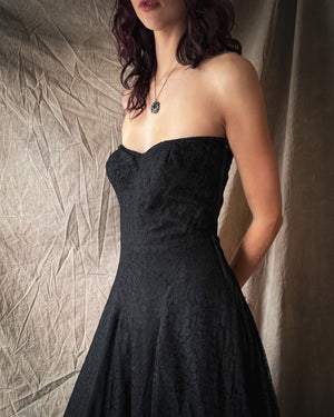 50s Strapless Lace Gown | M