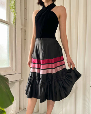 50s Satin Ribbon Stripe Skirt