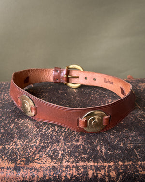 50s Brass & Brown Leather Belt