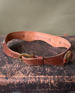 50s Brass & Brown Leather Belt