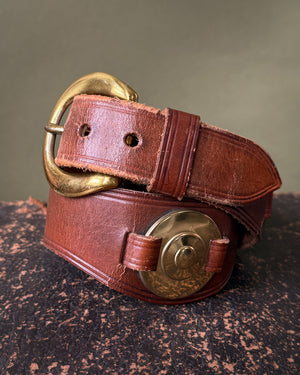 50s Brass & Brown Leather Belt