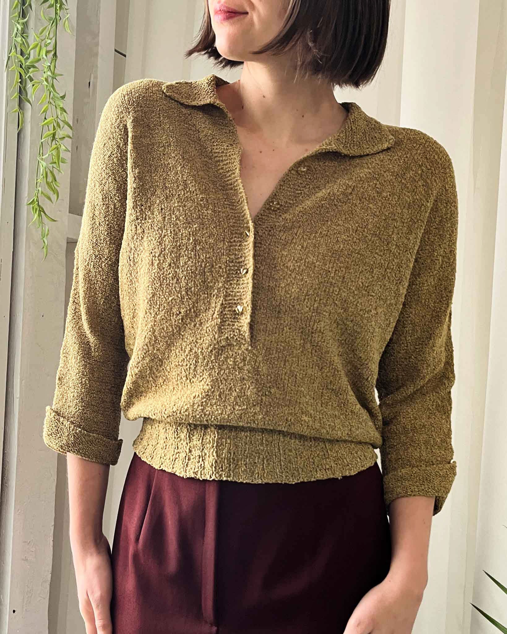 40s Textured Wool Sweater | S-M