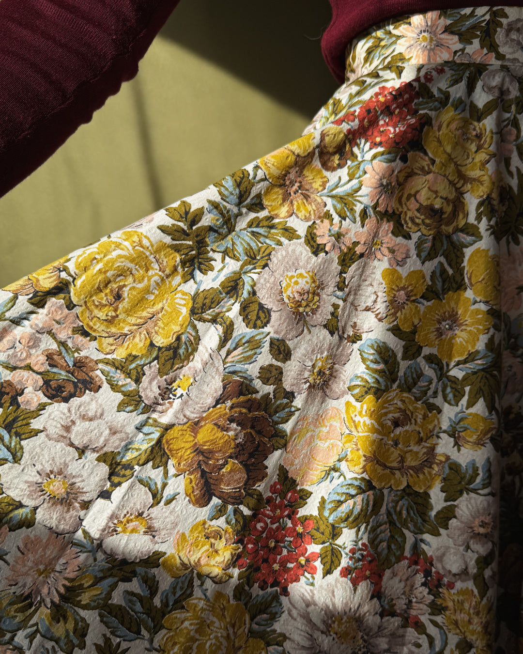50s Floral Full Skirt | S