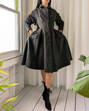 50s Lilli Ann Wool Princess Coat | XS-S