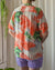 50s Hawaiian Print Crepe Shirt | M-L