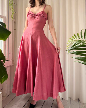 40s Pink Linen Sundress