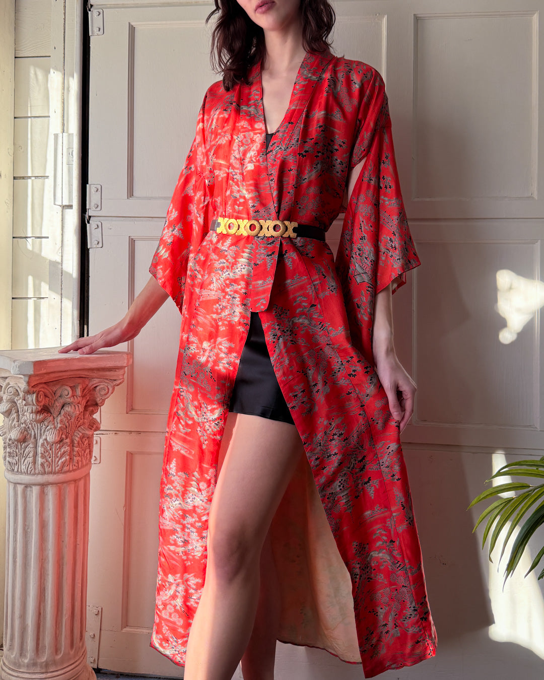 50s Red Silk Kimono