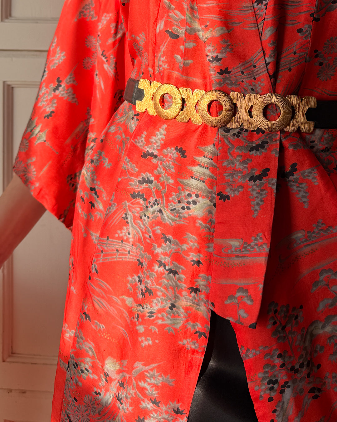 vintage silk kimono dress Kimono dress gown and string belt upcycled from Japanese Kimono komon youbana, DRE006" *high-damage