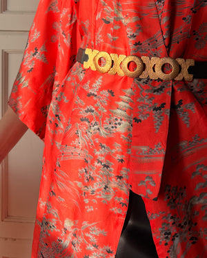 50s Red Silk Kimono | OSFM