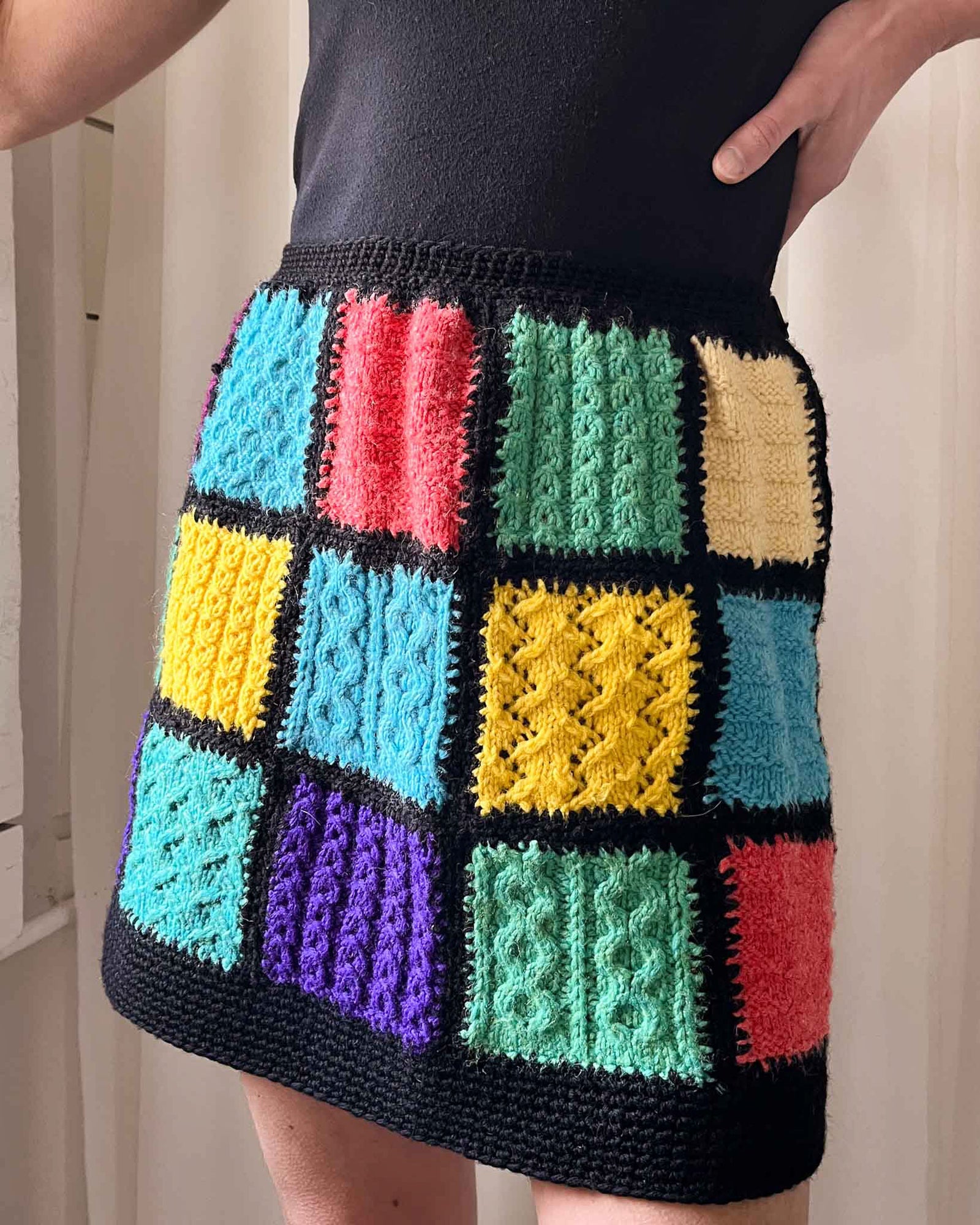 60s Granny Square Mini Skirt | S