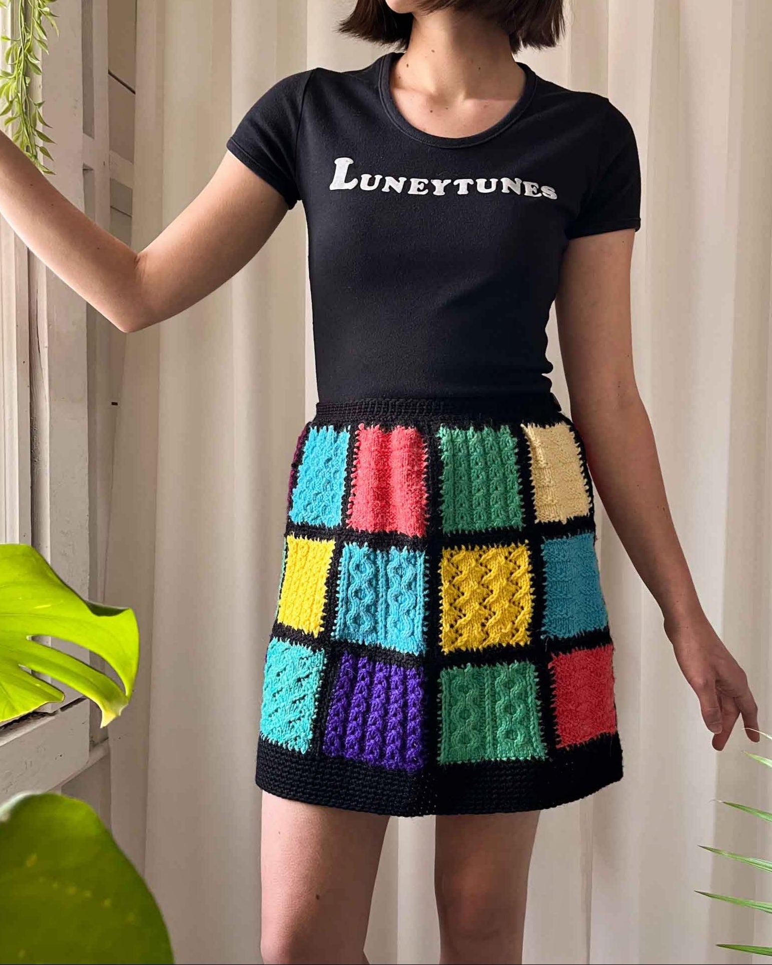 60s Granny Square Mini Skirt | S