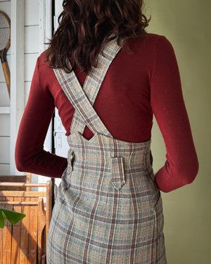 80s Plaid Suspender Skirt | S