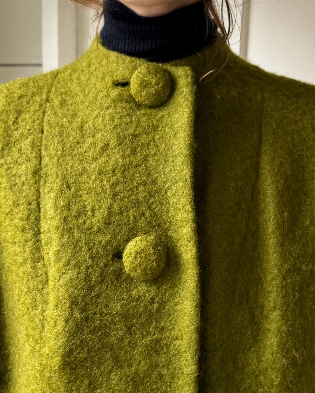 60s Green Mohair Topper Coat | S-M