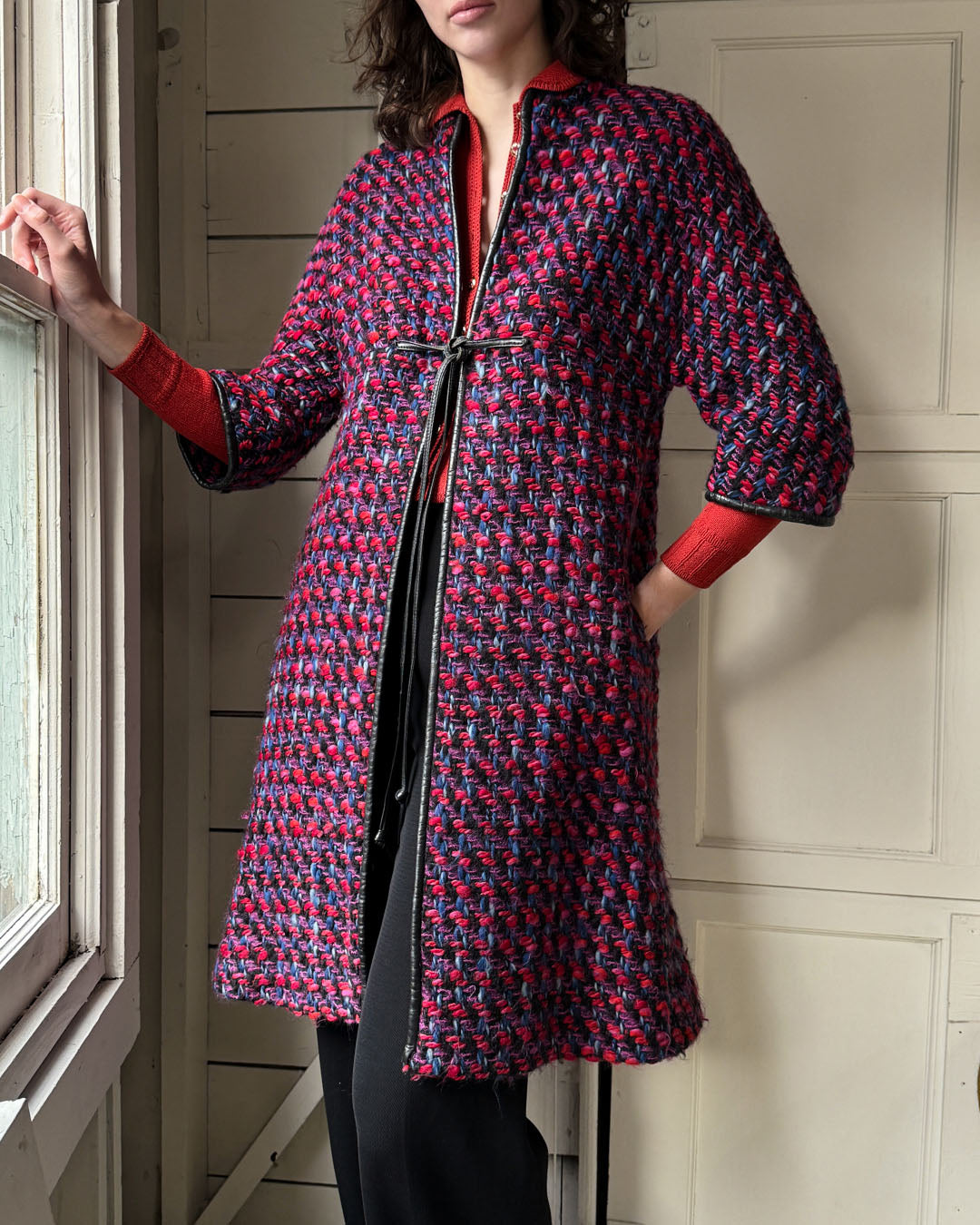 60s Bonnie Cashin Woven Wool Noh Coat | S