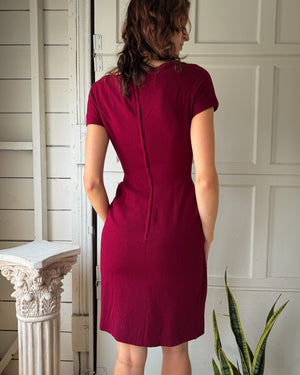 60s Grenelle Estevez Burgundy Dress | S