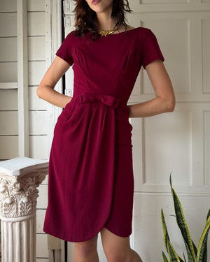 60s Grenelle Estevez Burgundy Dress | S
