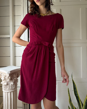 60s Grenelle Estevez Burgundy Dress | S