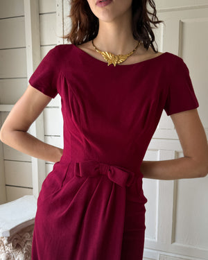 60s Grenelle Estevez Burgundy Dress | S