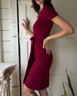 60s Grenelle Estevez Burgundy Dress | S
