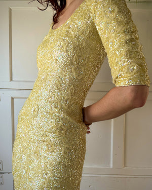 60s Gene Shelly Sequin Wool Dress | S