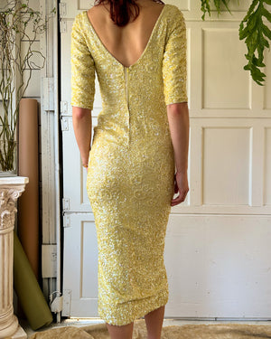 60s Gene Shelly Sequin Wool Dress | S