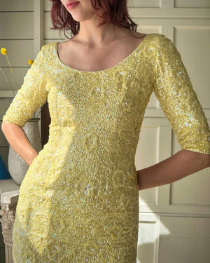 60s Gene Shelly Sequin Wool Dress | S