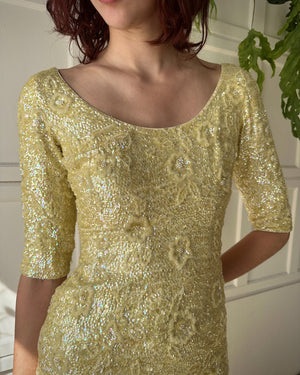 60s Gene Shelly Sequin Wool Dress | S