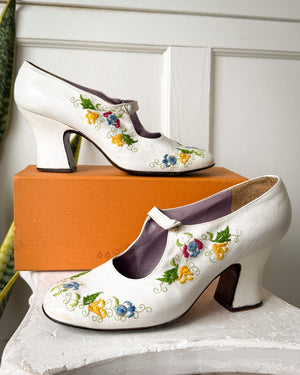 60s Jerry Edouard Embroidered Heels | 7.5