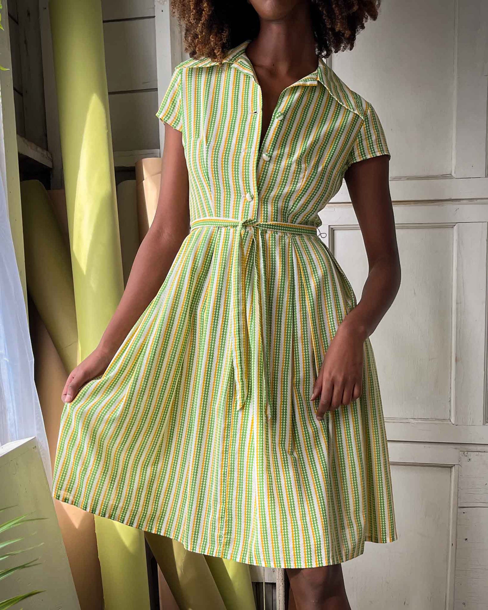 60s Lanvin Belted Shirt Dress | S-M