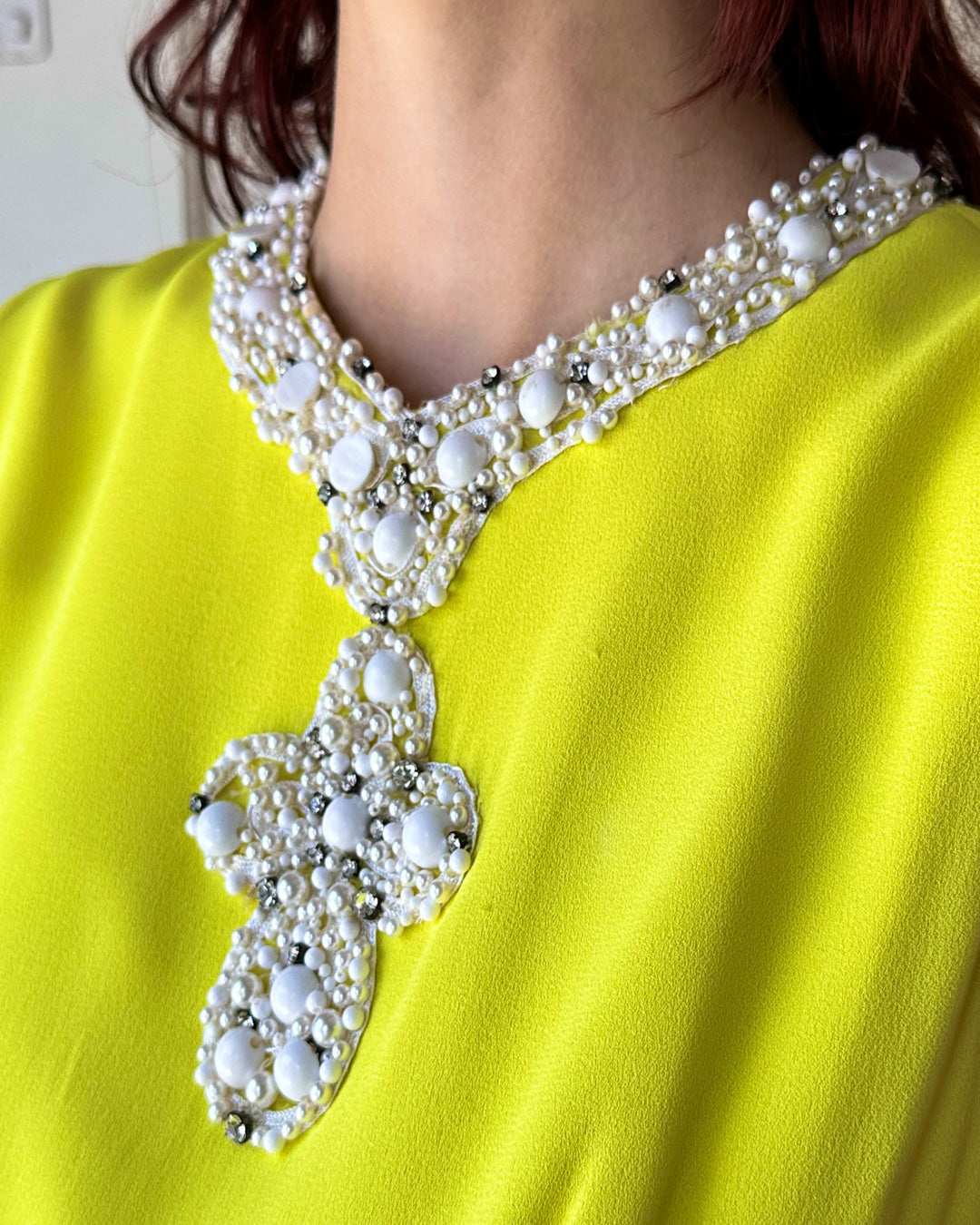 60s Malcolm Starr Beaded Jumpsuit | M
